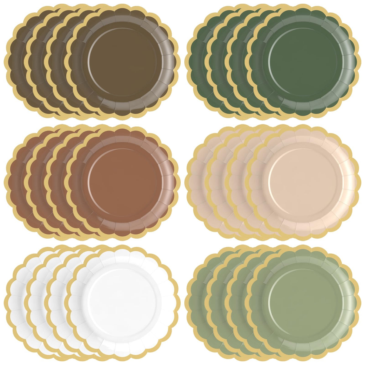 48 Pcs Fall Paper Plates 9 Inch Scalloped Paper Plates