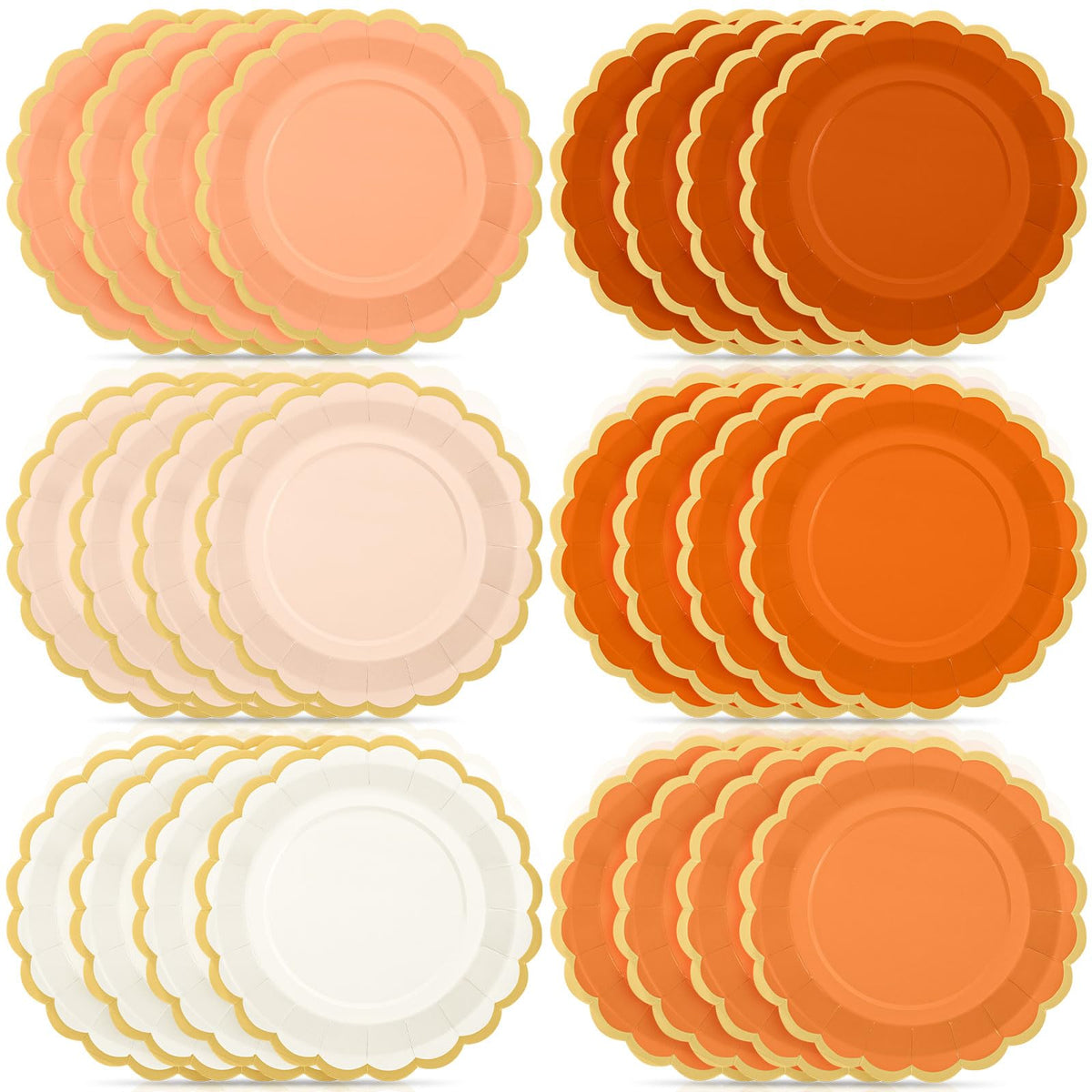 48 Pcs Fall Paper Plates 9 Inch Scalloped Paper Plates