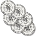 Salad Plates, 8.5 Inch Floral Plate, Brown, Ceramic, Set of 6