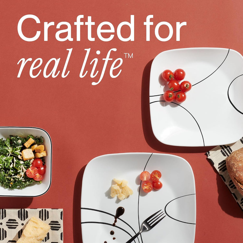 Corelle Simple Lines 6-Piece 8.75-Inch Square Lunch Plate Set
