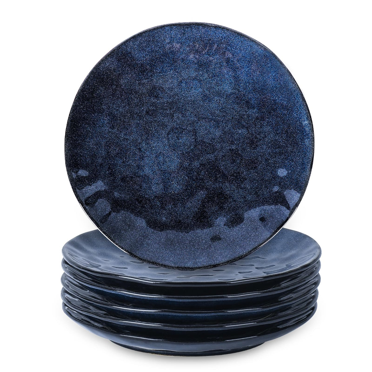 vicrays Ceramic Dinner Plates Set - Porcelain 10 Inch Flat Steak Pasta Pizza Plate Home Party Restaurant Plate Scratch Resistant Microwave Oven and Dishwasher Safe Set of 6 Blue