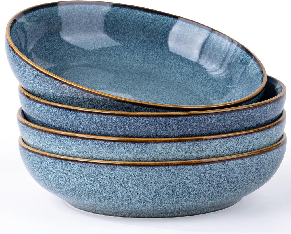 AmorArc 8.5’’ Ceramic Pasta Bowls Set of 4, 36oz Large Stoneware Bowls Set