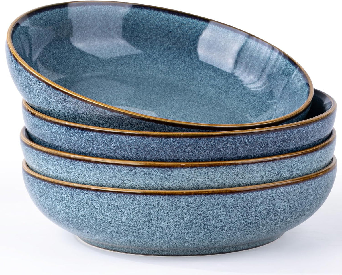 AmorArc 8.5’’ Ceramic Pasta Bowls Set of 4, 36oz Large Stoneware Bowls Set
