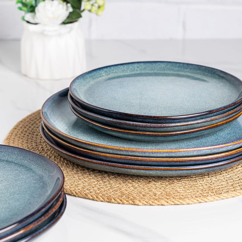 AmorArc Ceramic Dinner Plates Set of 6, 10.5 Inch Stoneware Plates Set