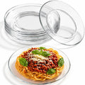WUWEOT 8 Pack Glass Dessert Plate, 7.5" Clear Salad Plates Appetizer Plate, Snack Fruit Plate Cake Holder, Dishwasher Safe
