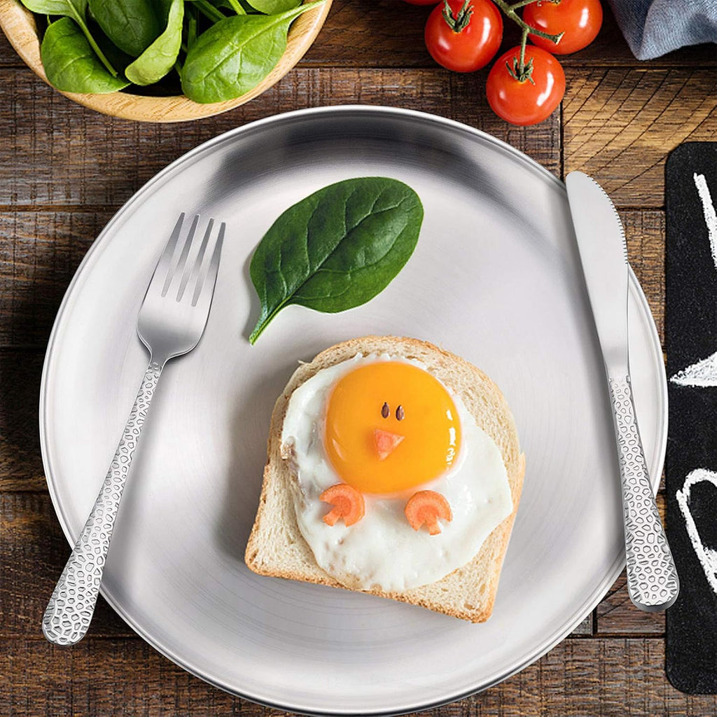 HaWare 18/8 Stainless Steel Plates for Kids, 8" Baby Feeding Plates for 6