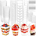 450-Pack 5oz Plastic Dessert Cups with Lids & Spoons, Mini Dessert Shooter Cups for Party, Clear Yogurt Parfait Appetizer Cups with Lids, Square Appetizer Cups for Ice Cream, Pudding, Fruit