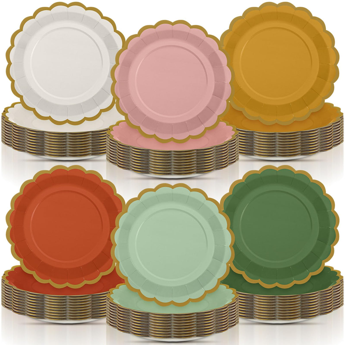48 Pcs Fall Paper Plates 9 Inch Scalloped Paper Plates