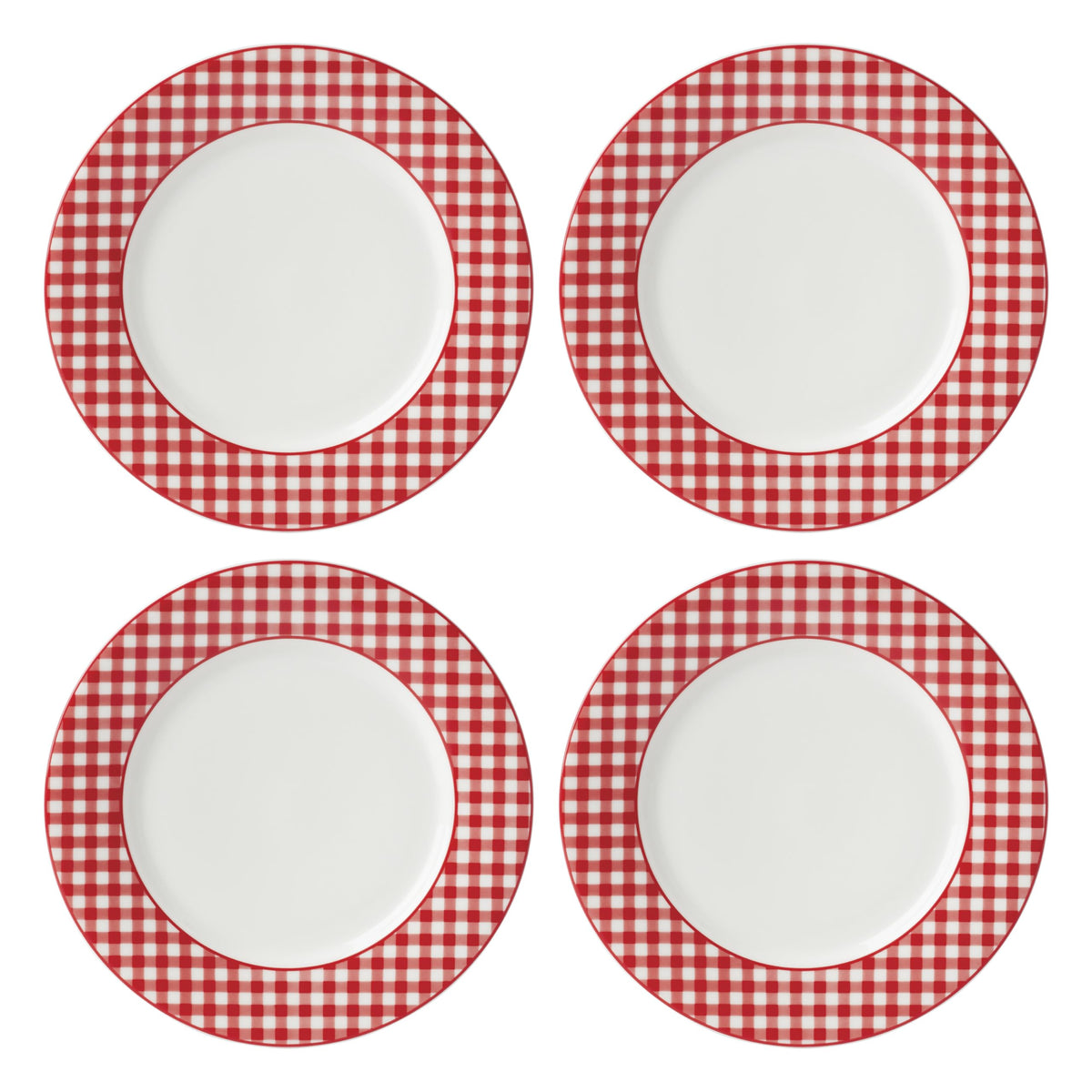Lenox Gingham Pink Porcelain Valentine's Day Dinner Plate Set for 4