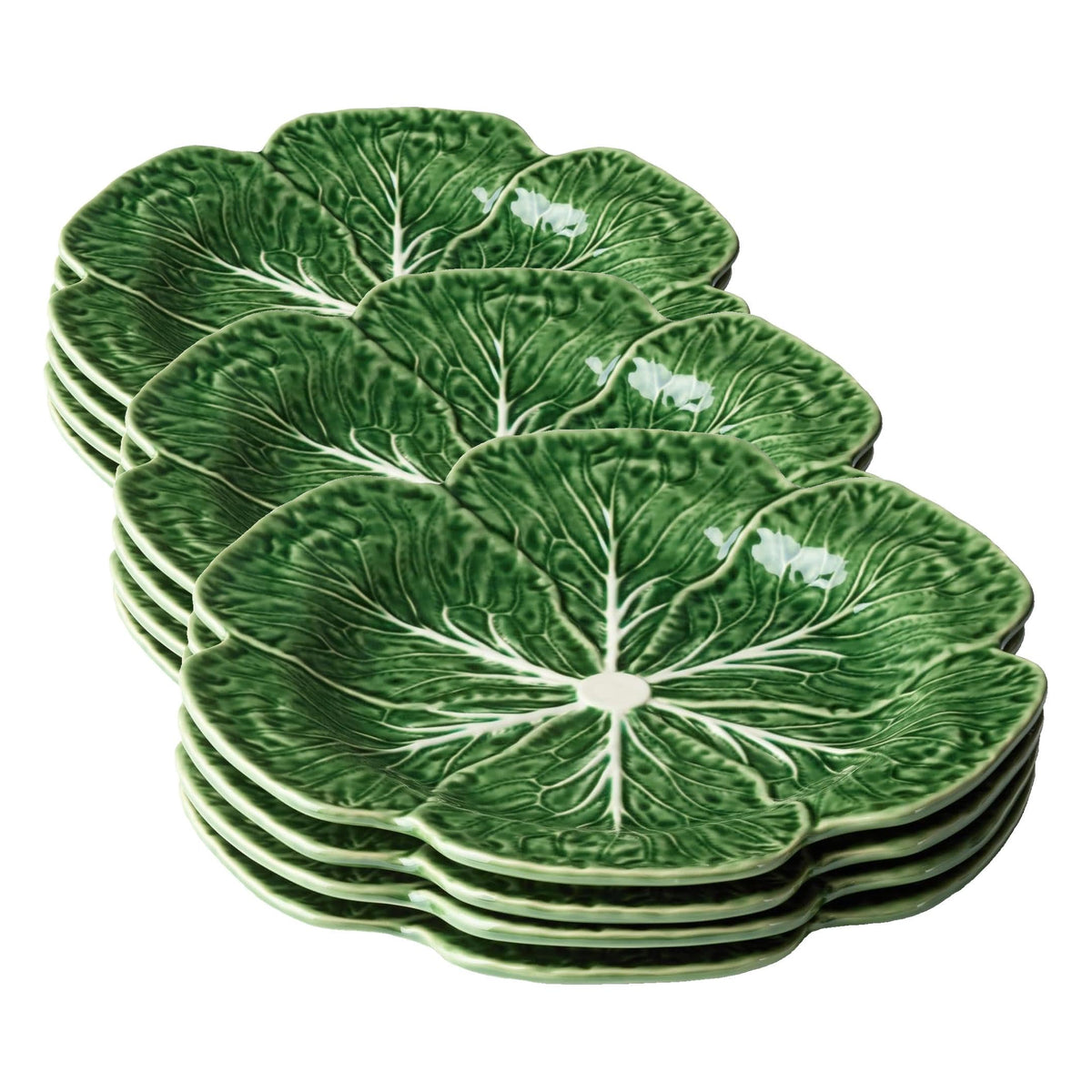 Le Jardin Green Cabbage Plates - Dinner, SET OF FOUR -11" Sculpted Green Stoneware Leaf Plates – Seasonal Garden-Inspired Tableware for Spring & Summer Dining and Entertaining