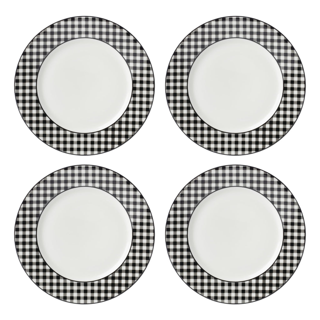Lenox Gingham Pink Porcelain Valentine's Day Dinner Plate Set for 4