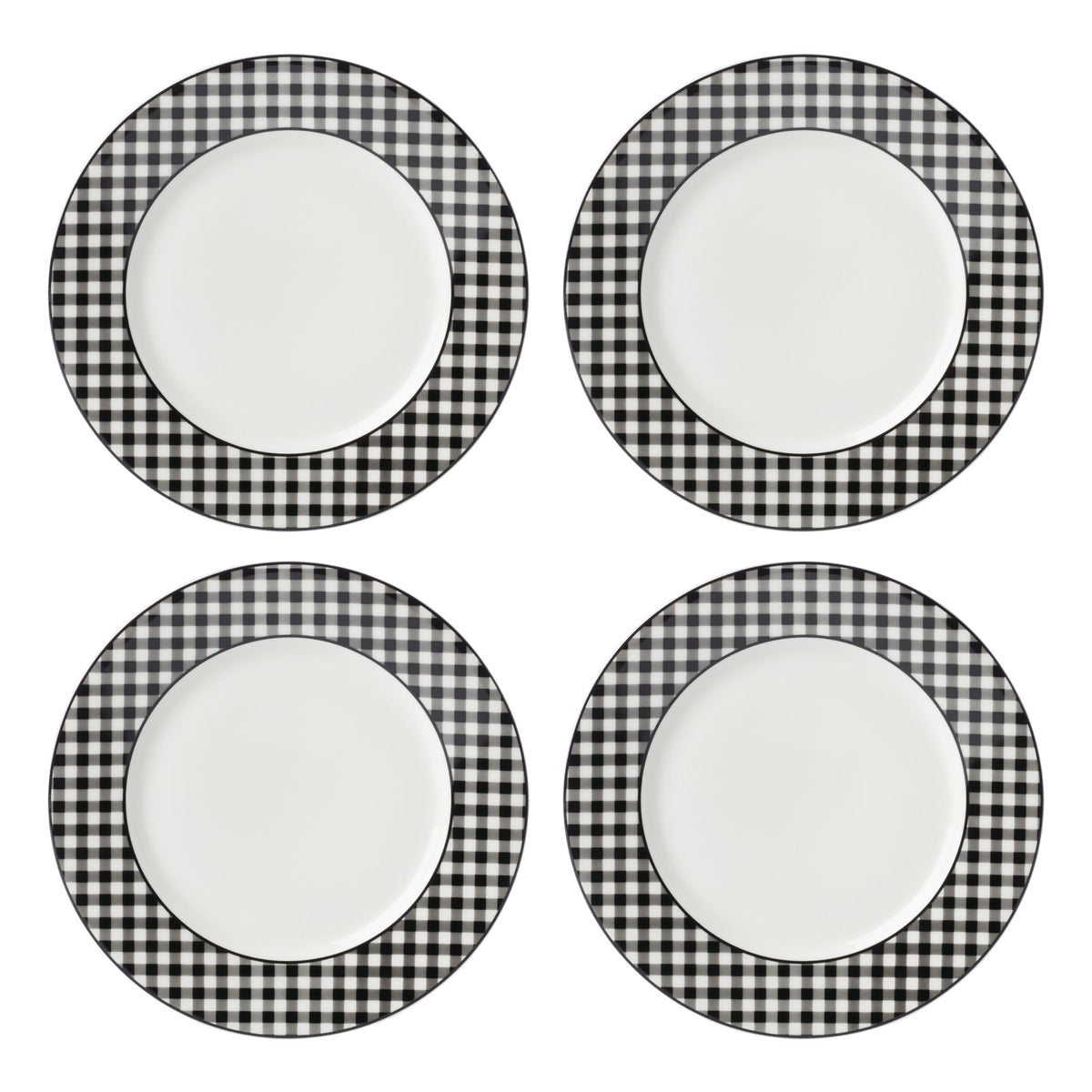Lenox Gingham Pink Porcelain Valentine's Day Dinner Plate Set for 4