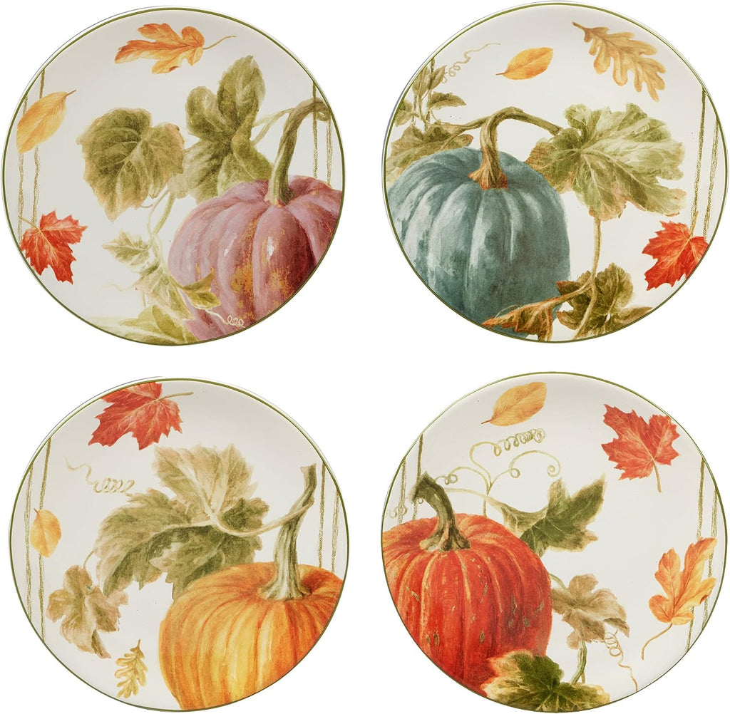 Certified International Autumn Harvest 9" Salad/Dessert Plates, Multicolor, Medium, Set of 4