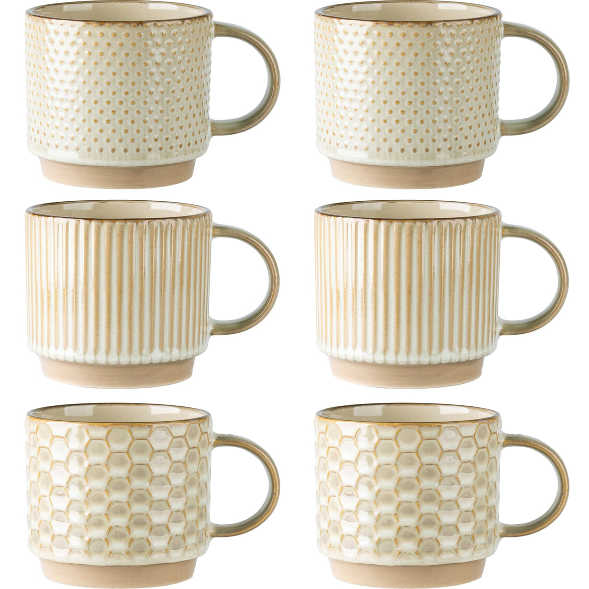 GBhome 12 OZ Stackable Coffee Mugs Set of 4, Ceramic Coffee Cups Set