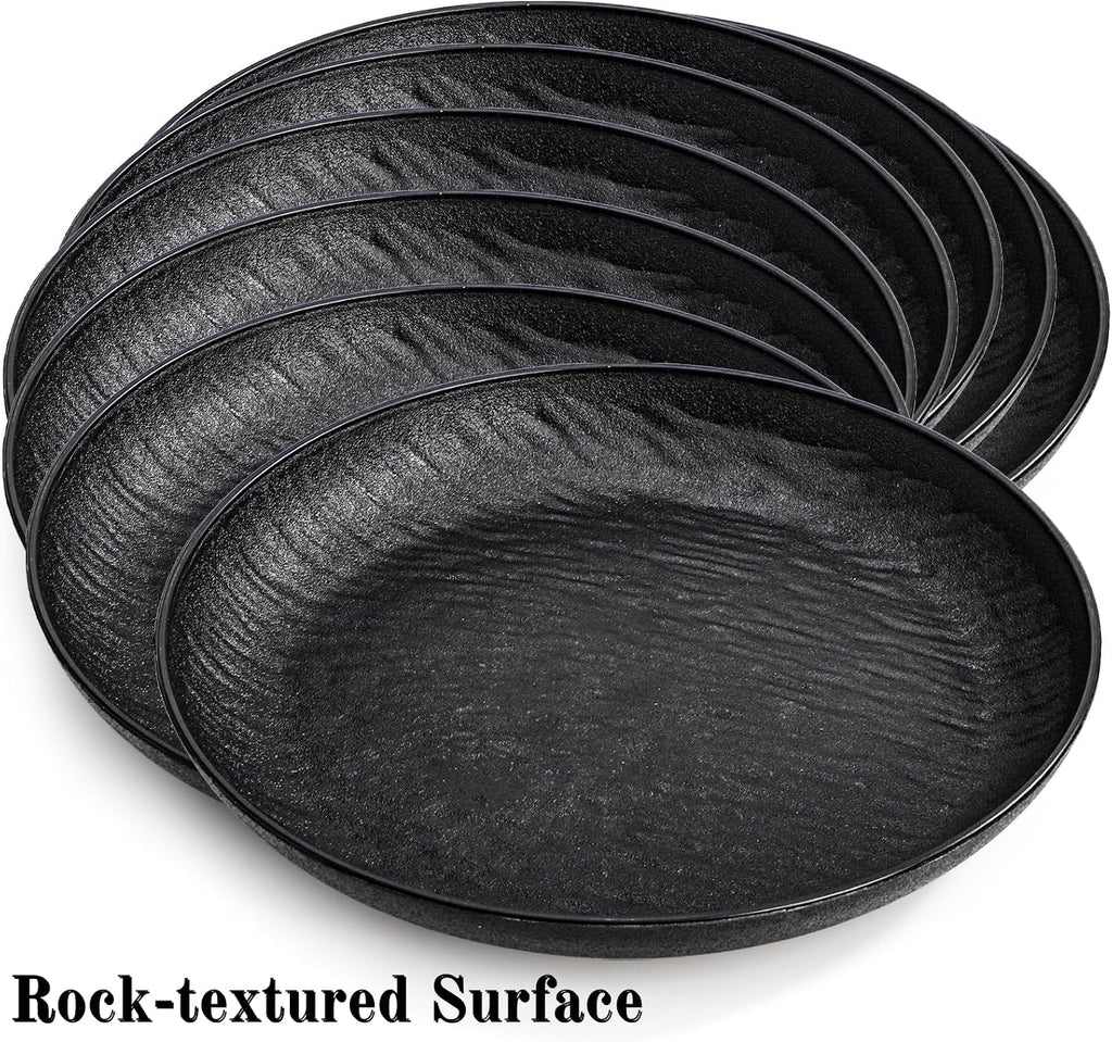 16 Pack Large Deep Plastic Plates, 9 Inch Unbreakable Dinner Plates