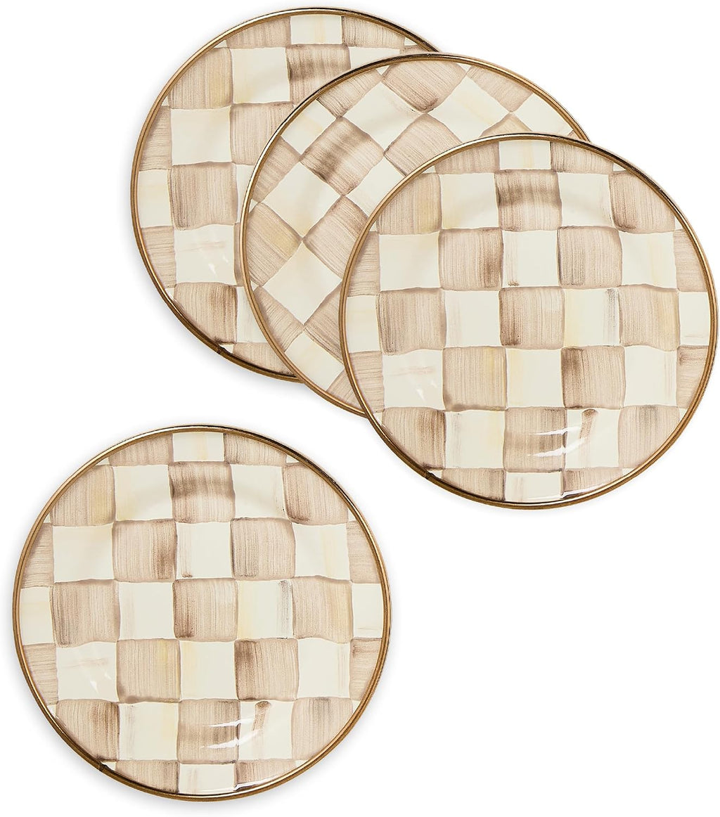 MACKENZIE-CHILDS Appetizer Plate Set, Brown-and-White Mocha Check