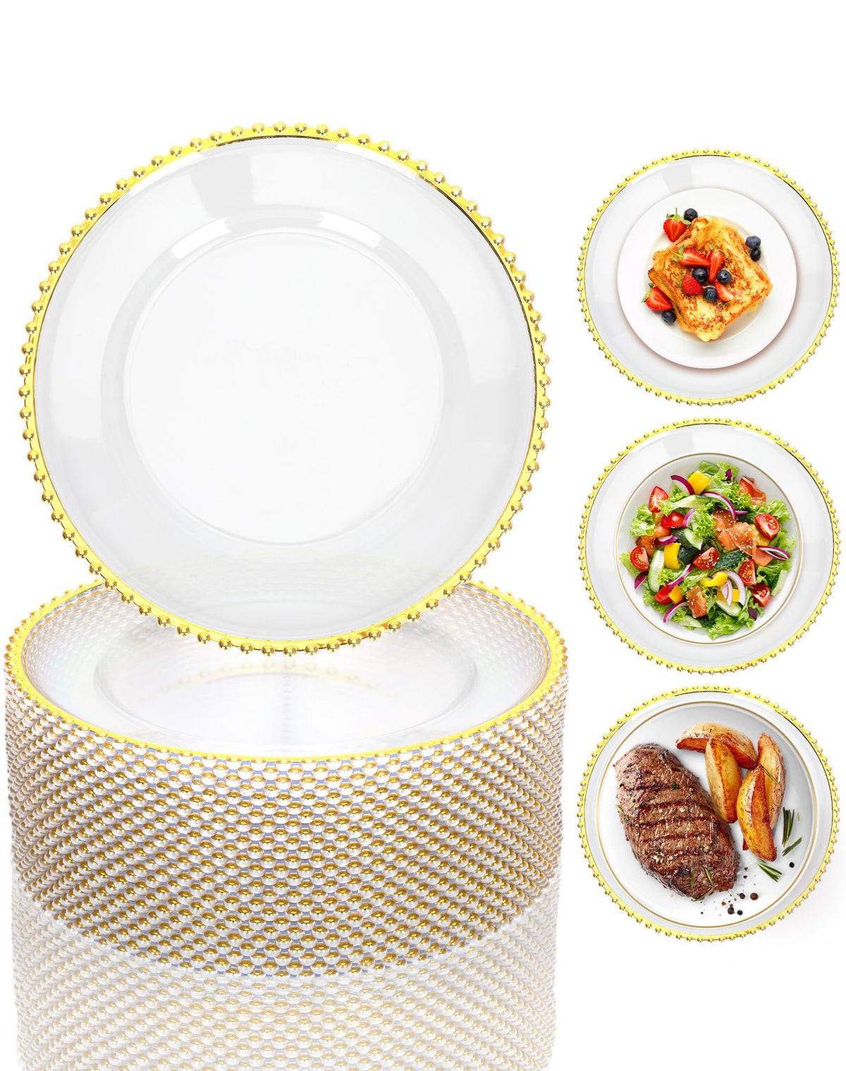 Silver Charger Plates Bulk 100Pcs, 13" Reef Chargers for Wedding
