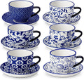 vancasso 8OZ Cappuccino Cups with Saucers, Porcelain Coffee Cups Set of 6