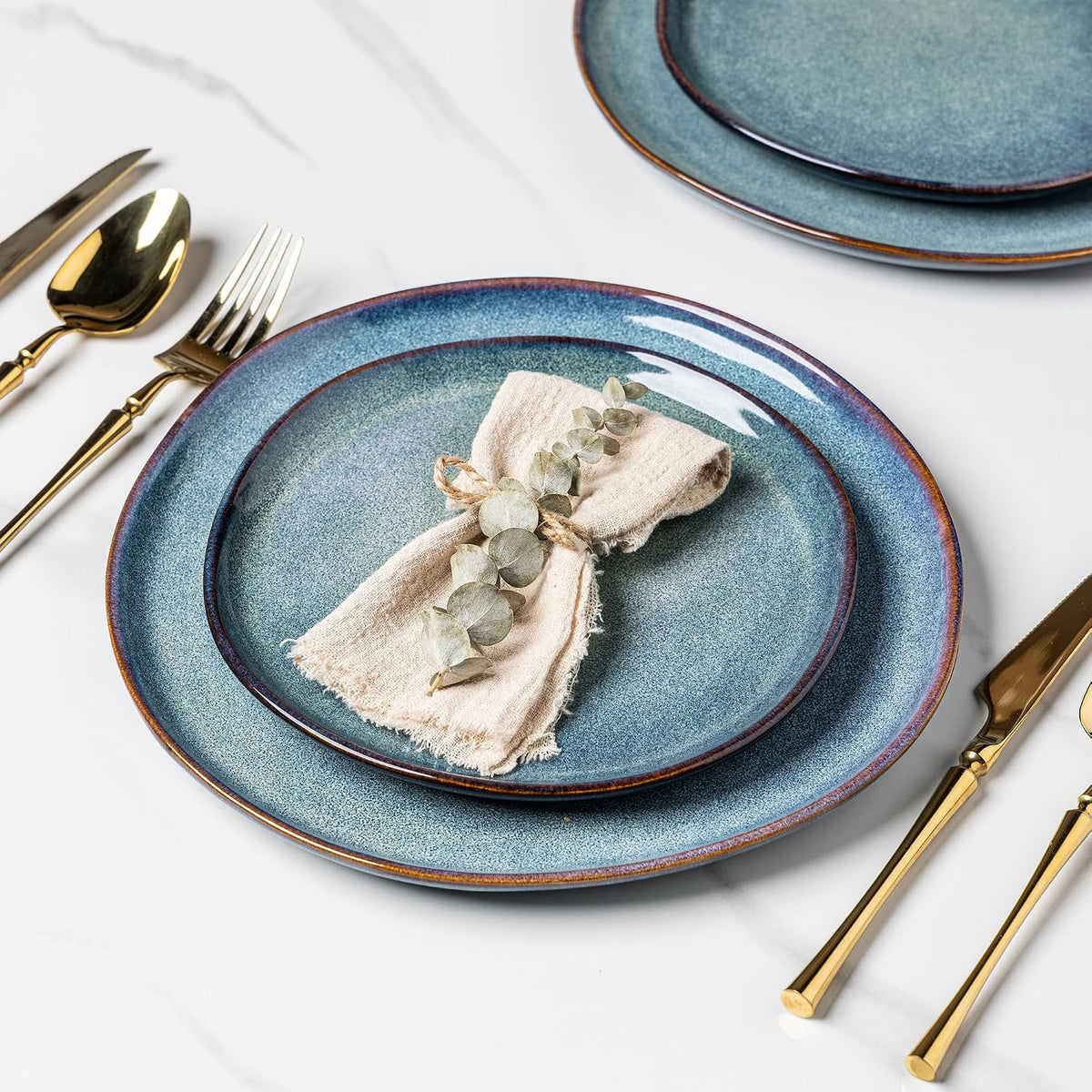 AmorArc Ceramic Dinner Plates Set of 6, 10.5 Inch Stoneware Plates Set