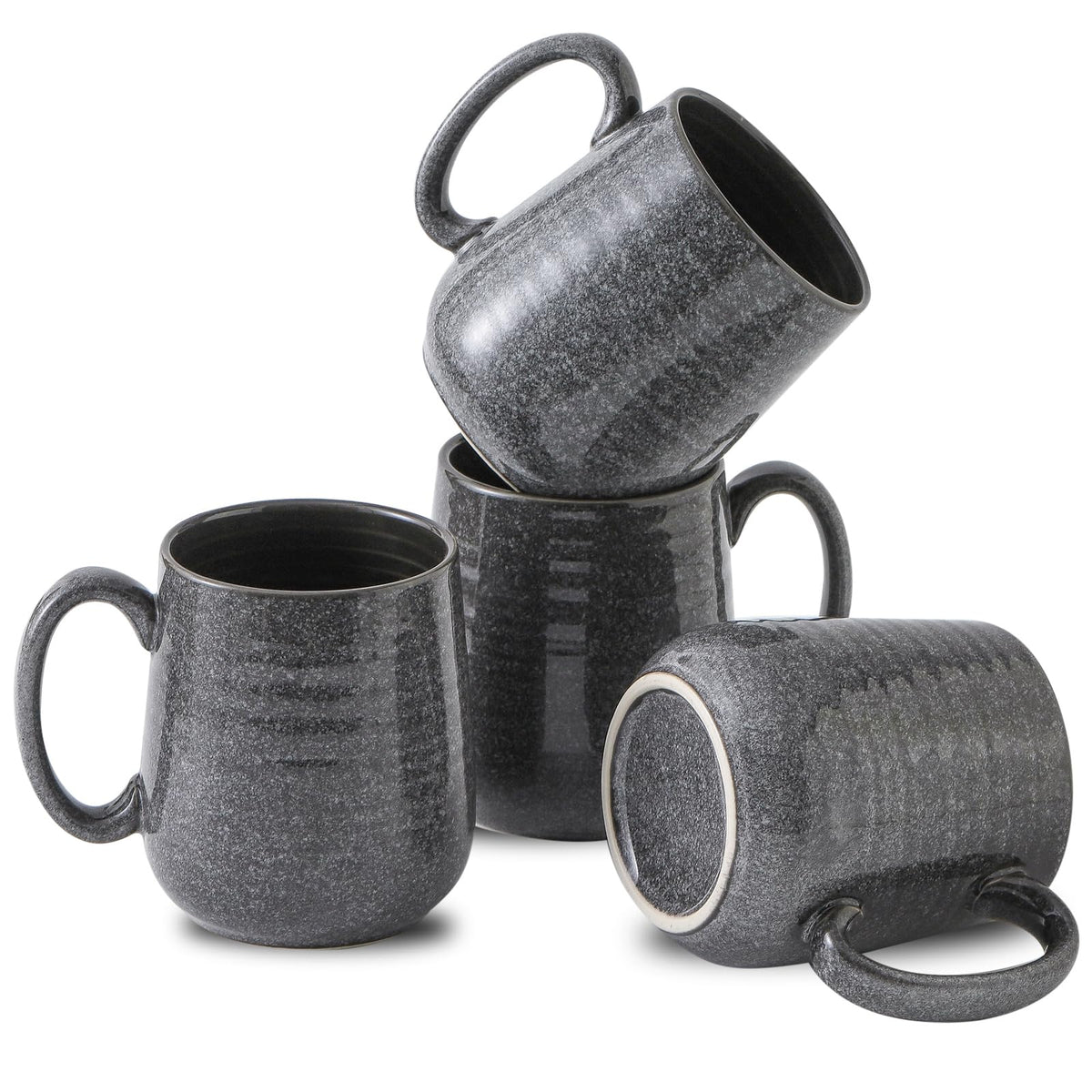 HASENSE Coffee Mugs, 15 Ounce Ceramic Coffee Mug Set of 6, Reactive Glaze Tea Cups with Handle for Milk, Hot Cocos, Latte, Stylish Blue Cup Gift for Man and Women, Dishwasher and Microwave Safe