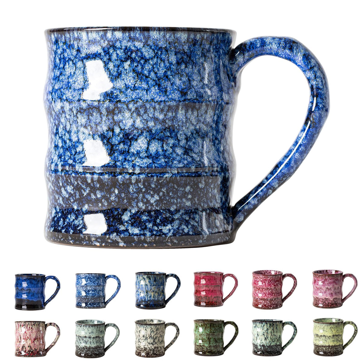 Deep Cobalt Ceramic Mug, 15oz Reactive Glaze Coffee Mug, Office Gift