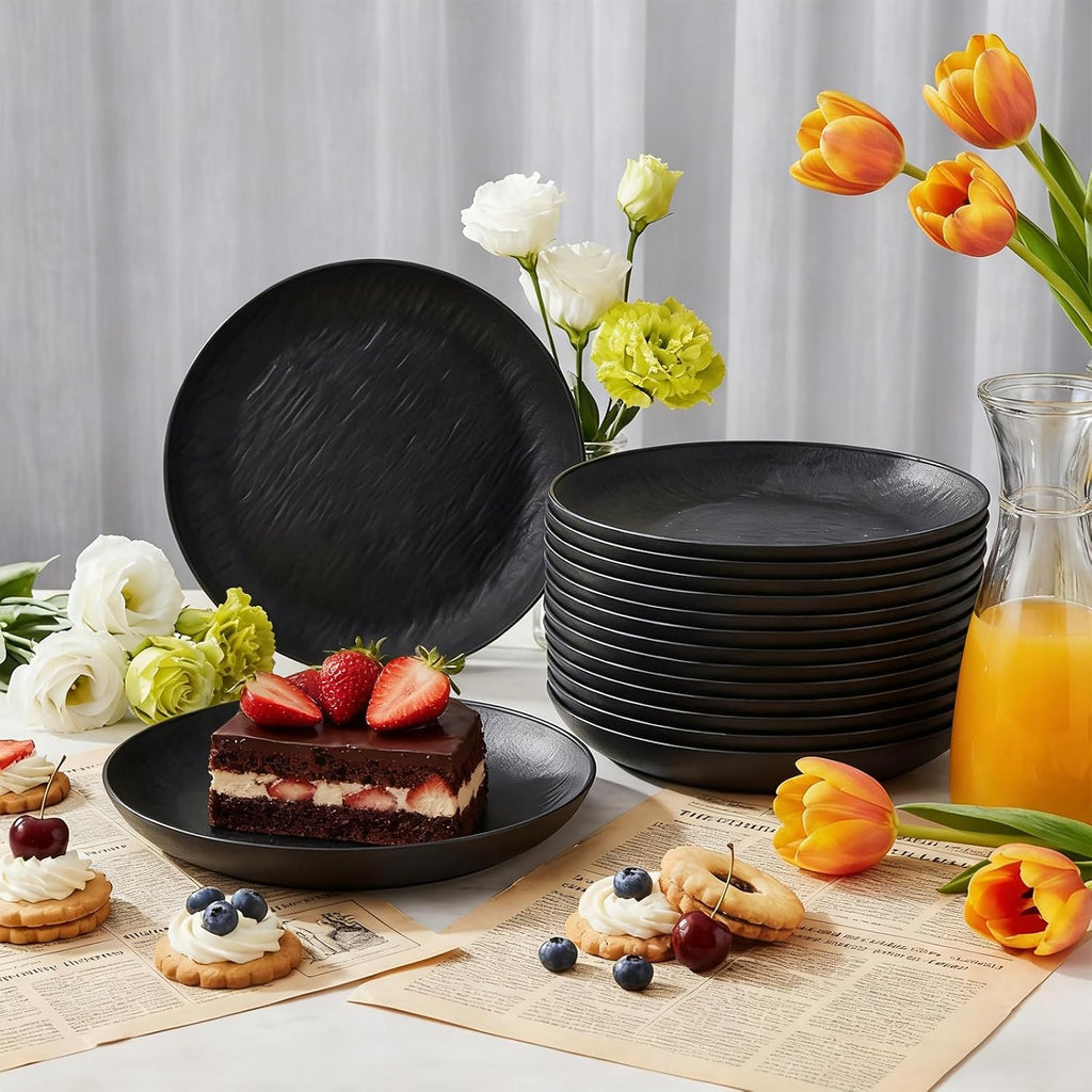 16 Pack Large Deep Plastic Plates, 9 Inch Unbreakable Dinner Plates