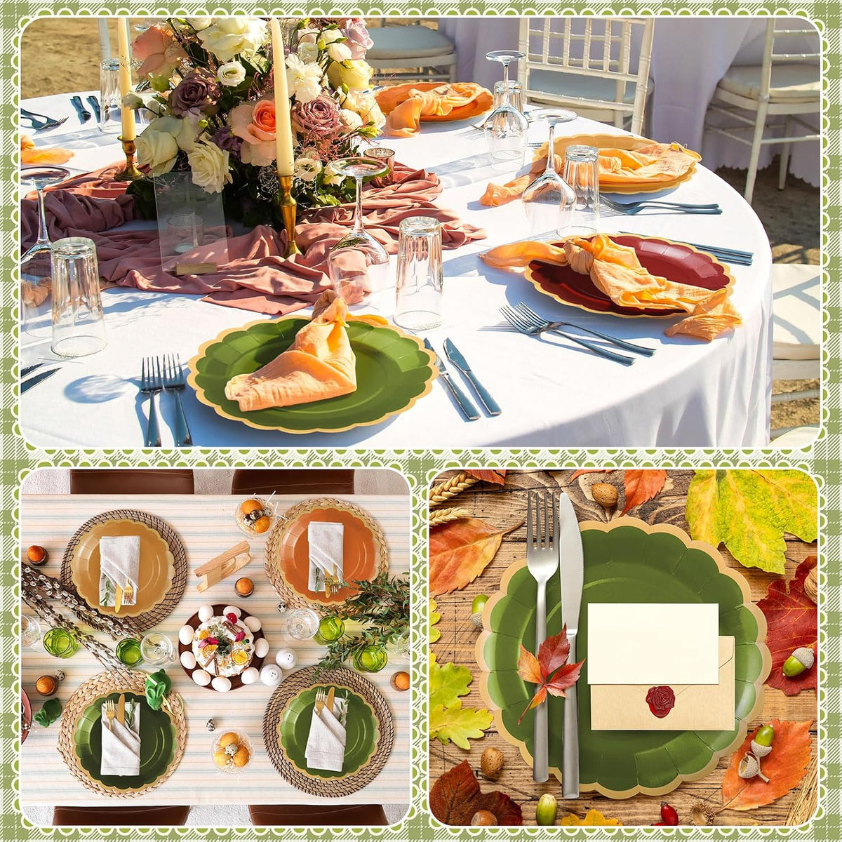 48 Pcs Fall Paper Plates 9 Inch Scalloped Paper Plates