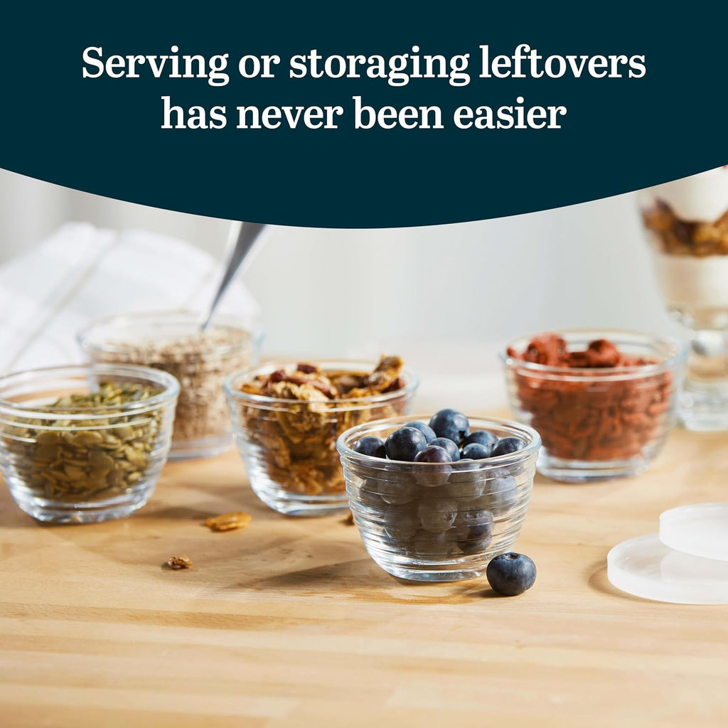 Libbey Small Glass Bowls with Lids Set of 8, Food Storage Prep Containers