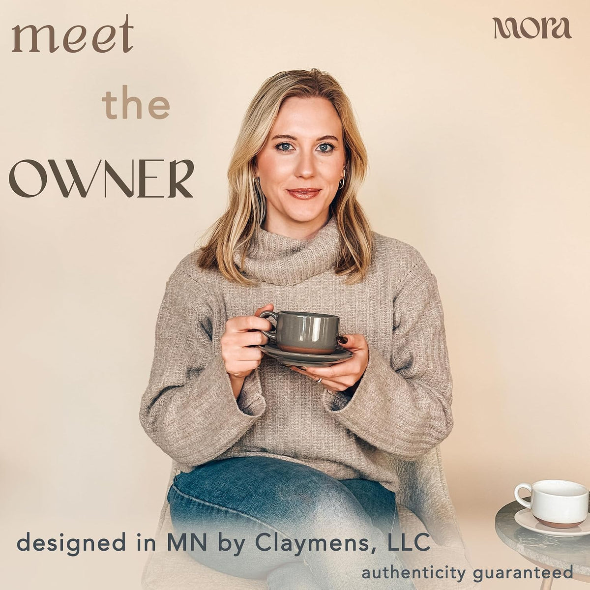 MORA Ceramics 8oz Cappuccino Mug Set of 4 - Ceramic Coffee Cups with Saucers - Microwave and Dishwasher Safe, Perfect For Tea, Espresso, Latte - Porcelain Mugs for Kitchen or Cafe - Assorted Neutrals