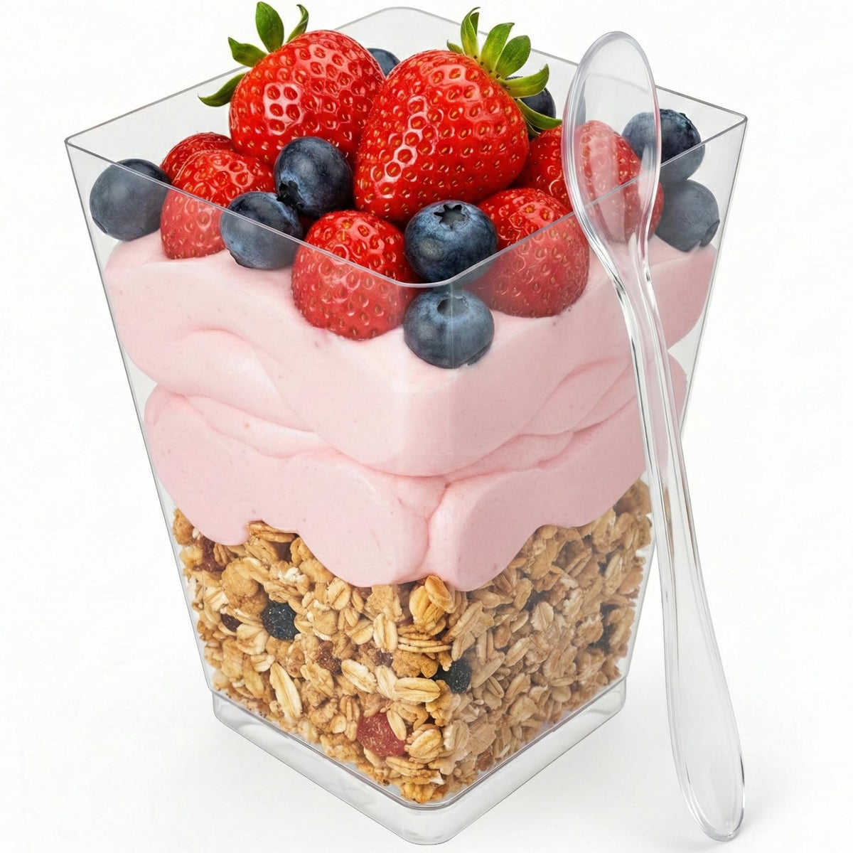 100 Pack 5 oz Dessert Cups with Lids and Spoons, Plastic Parfait