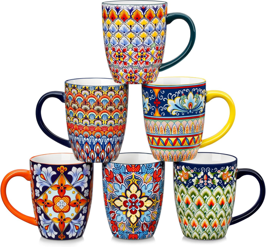 vancasso SIMI 16 oz Large Coffee Mugs Set of 6, Ceramic Cups with Handle