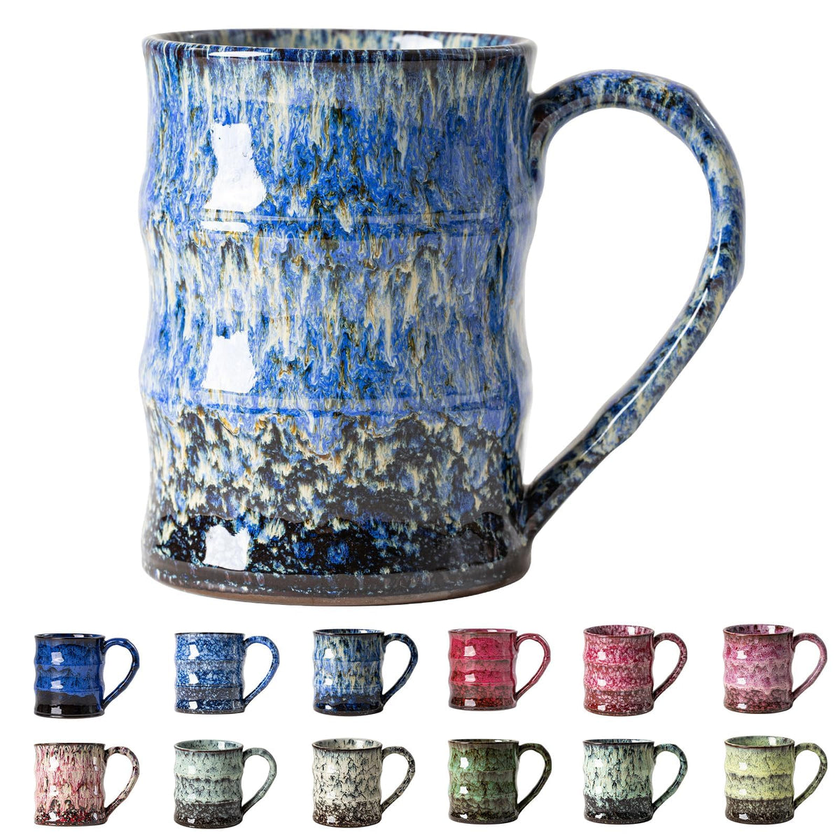 Deep Cobalt Ceramic Mug, 15oz Reactive Glaze Coffee Mug, Office Gift