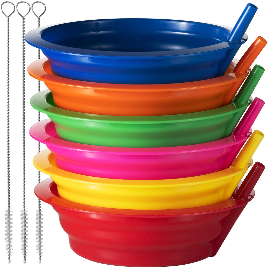 20 Oz Cereal Bowls with Built-In Straws (6-Pack) for Kids & Toddlers
