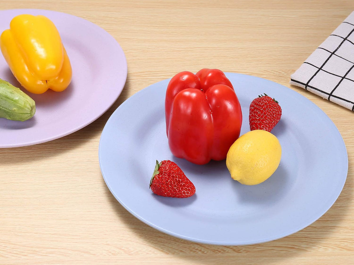 11inch/5pcs Wheat Straw Plates - Reusable & Unbreakable Plate - Dishwasher & Microwave Safe - Perfect for Dinner Dishes - Healthy, Lightweight, BPA Free & Eco-Friendly (5 colors)