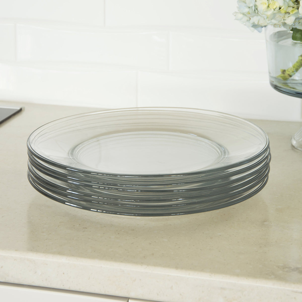 Anchor Hocking 10 Inch Glass Plates, Set of 12 Glass Dinner Plates