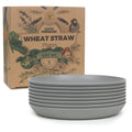 Grow Forward Premium Wheat Straw Plates - 8 Inch Reusable Hard Plastic Dinner Plates Set of 8 - Unbreakable Microwave Safe Plates for Dessert, Camping, RV, Outdoors, Patio, Kitchen Dishes - Sahara