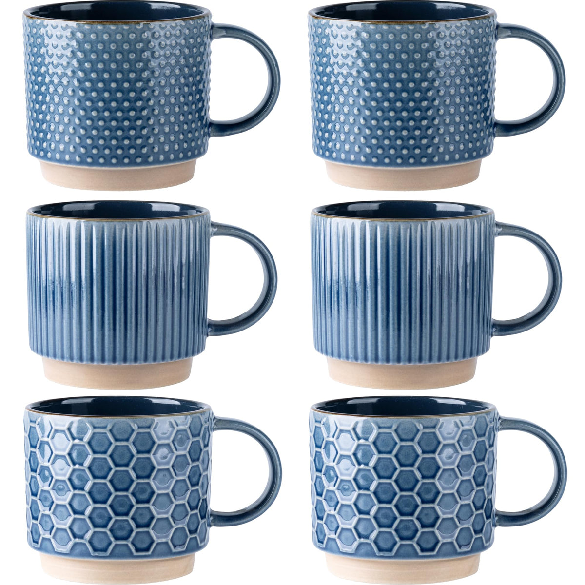 GBhome 12 OZ Stackable Coffee Mugs Set of 4, Ceramic Coffee Cups Set