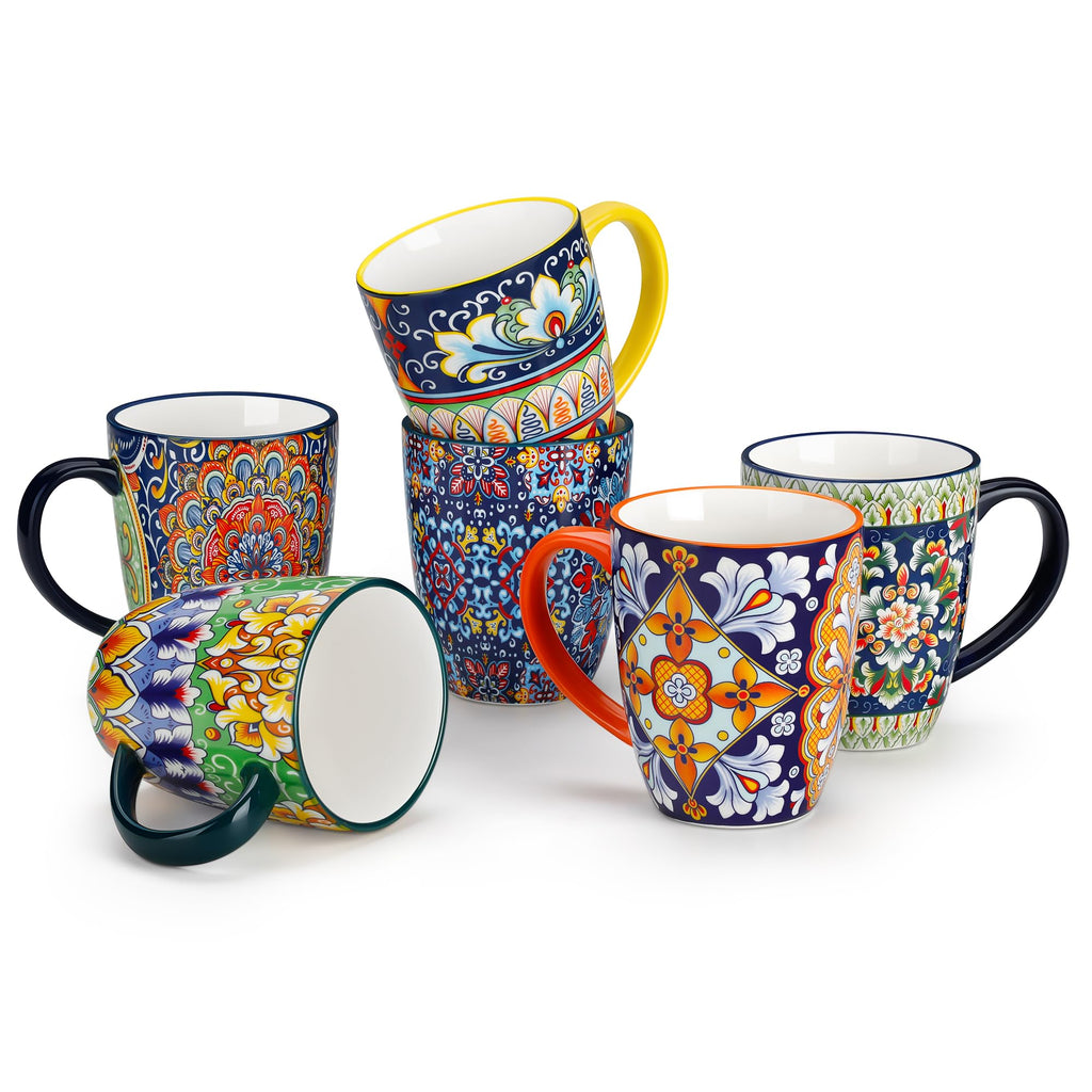 vancasso SIMI 16 oz Large Coffee Mugs Set of 6, Ceramic Cups with Handle