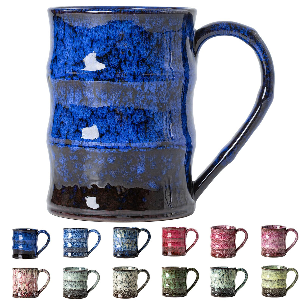 Deep Cobalt Ceramic Mug, 15oz Reactive Glaze Coffee Mug, Office Gift