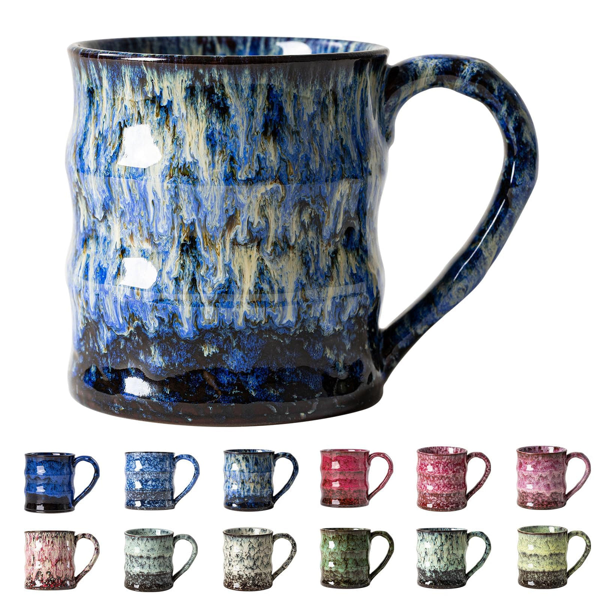 Deep Cobalt Ceramic Mug, 15oz Reactive Glaze Coffee Mug, Office Gift