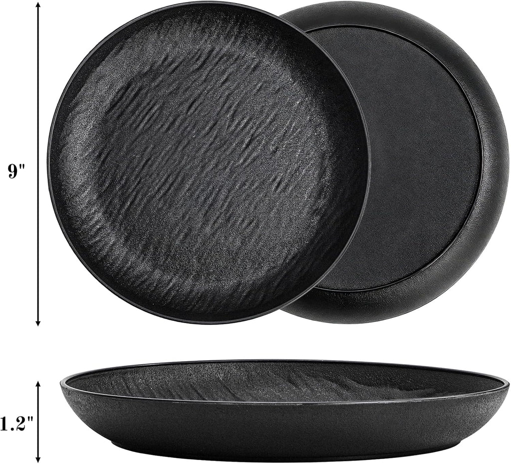 16 Pack Large Deep Plastic Plates, 9 Inch Unbreakable Dinner Plates