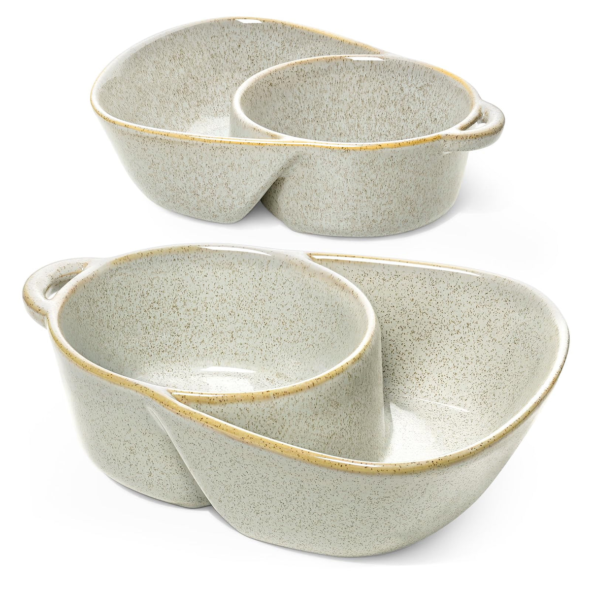 LE TAUCI Chip and Dip Bowls, Anti-Soggy Cereal Bowl, Soup and Side/Cracker Bowls Sets for Breakfast, Soup and Sandwich, Bread Dipping Bowls, Set of 2, White
