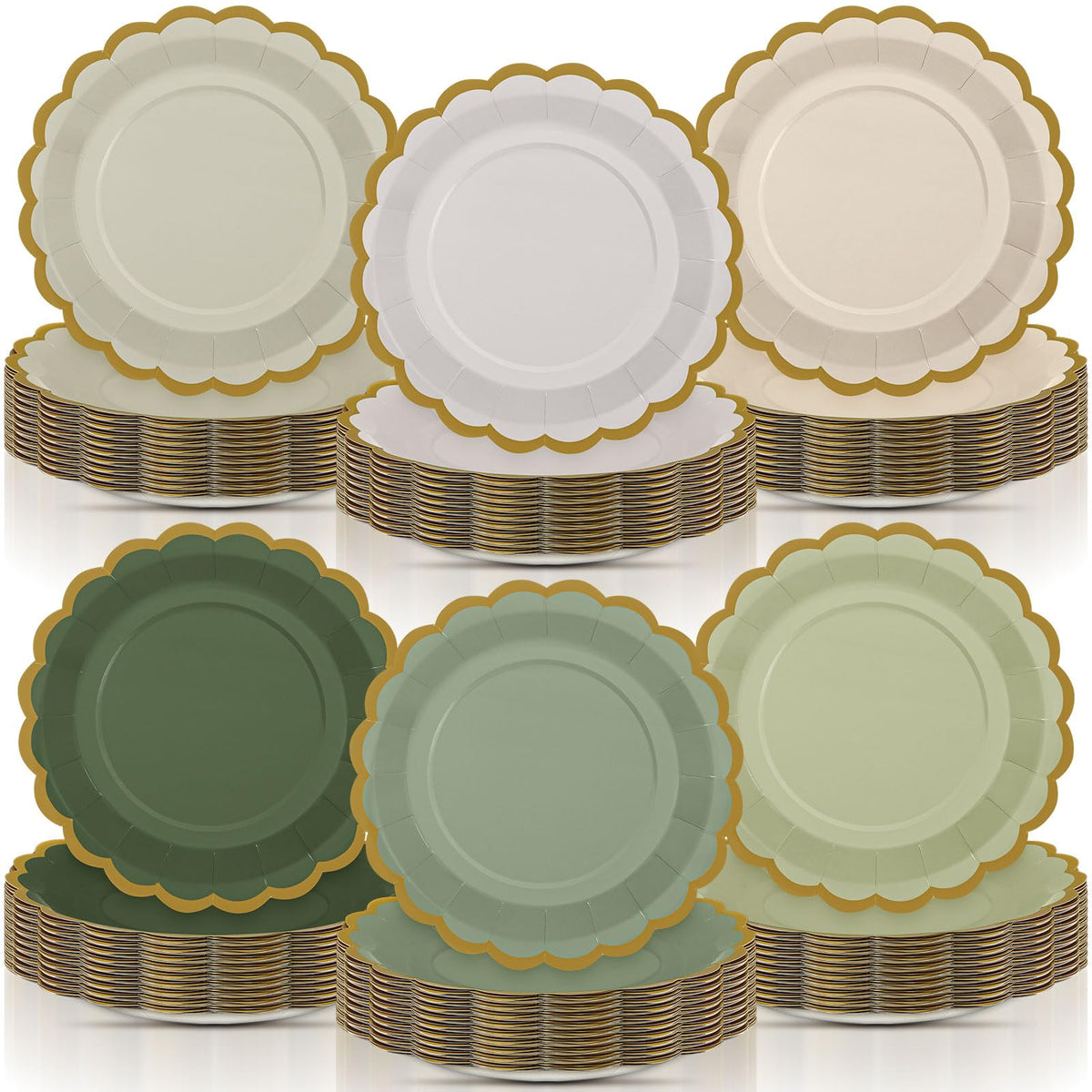 48 Pcs Fall Paper Plates 9 Inch Scalloped Paper Plates