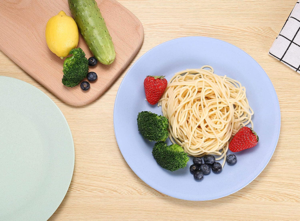 11inch/5pcs Wheat Straw Plates - Reusable & Unbreakable Plate - Dishwasher & Microwave Safe - Perfect for Dinner Dishes - Healthy, Lightweight, BPA Free & Eco-Friendly (5 colors)