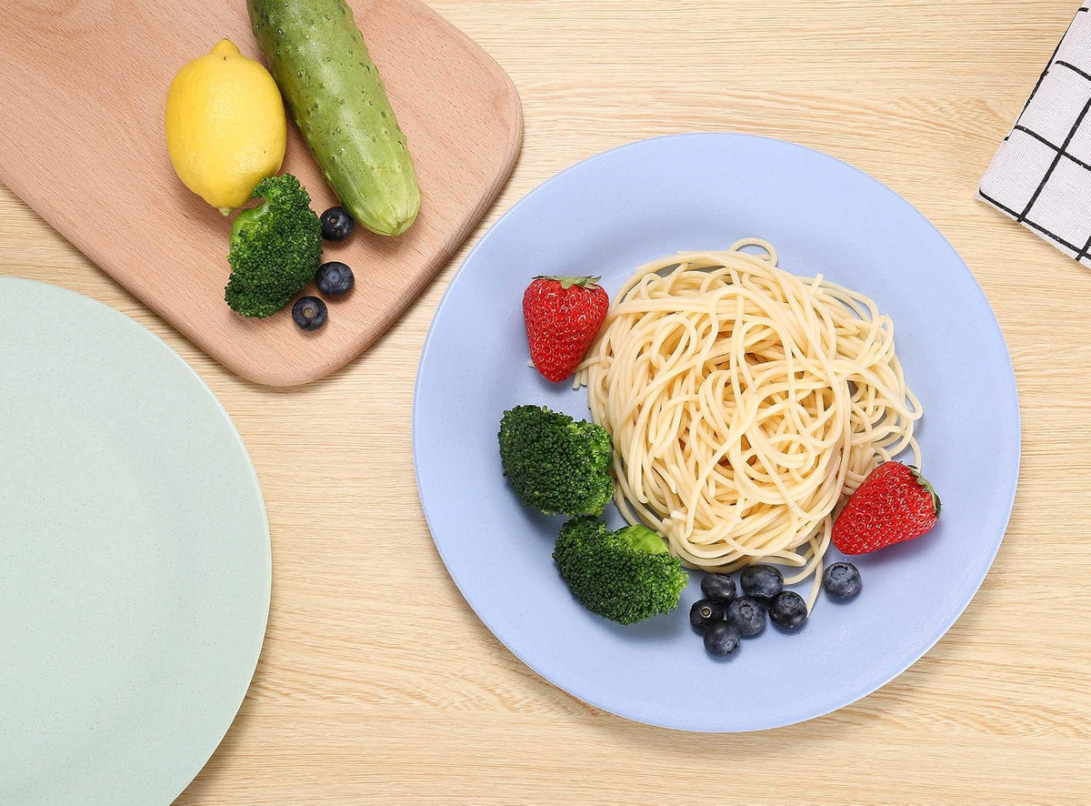 11inch/5pcs Wheat Straw Plates - Reusable & Unbreakable Plate - Dishwasher & Microwave Safe - Perfect for Dinner Dishes - Healthy, Lightweight, BPA Free & Eco-Friendly (5 colors)