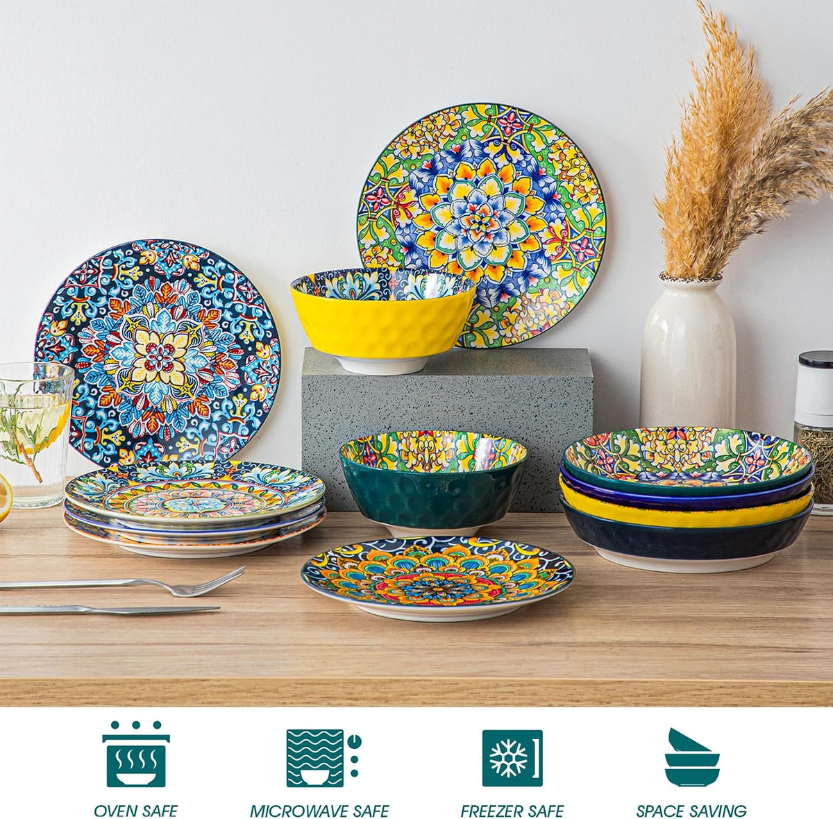 vancasso Salad Plates Set of 6, 8.5 Inch Ceramic, Microwave Safe