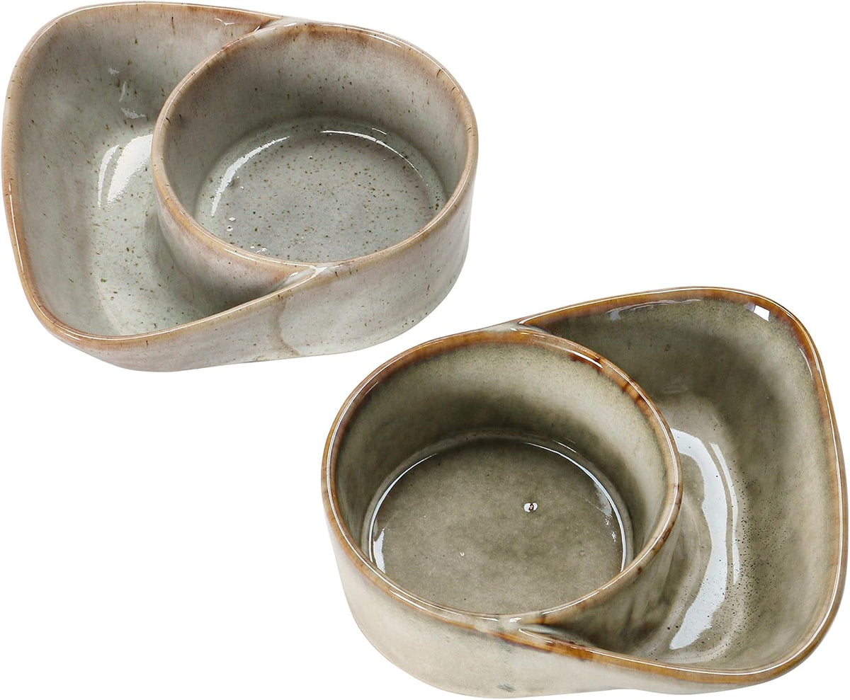 Creative Co-Op Stoneware Cracker & Soup Bowl, Reactive Glaze, 2 Colors (Each One Will Vary)