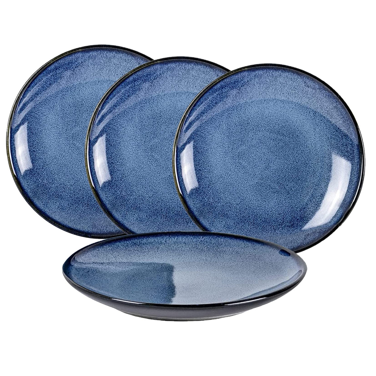 UNICASA Ceramic Dinner Plates Set of 4, Porcelain 10.25 Inch Pasta Plate Set, Reactive Glaze Serving Dishes for Steak, Salad, Pizza, Dishwasher & Microwave Safe (Blue)