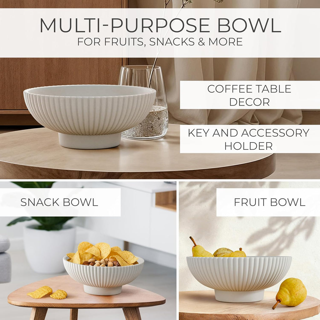 KIBAGA Decorative Concrete Fruit Bowl for Kitchen or Table - Large Key Bowl