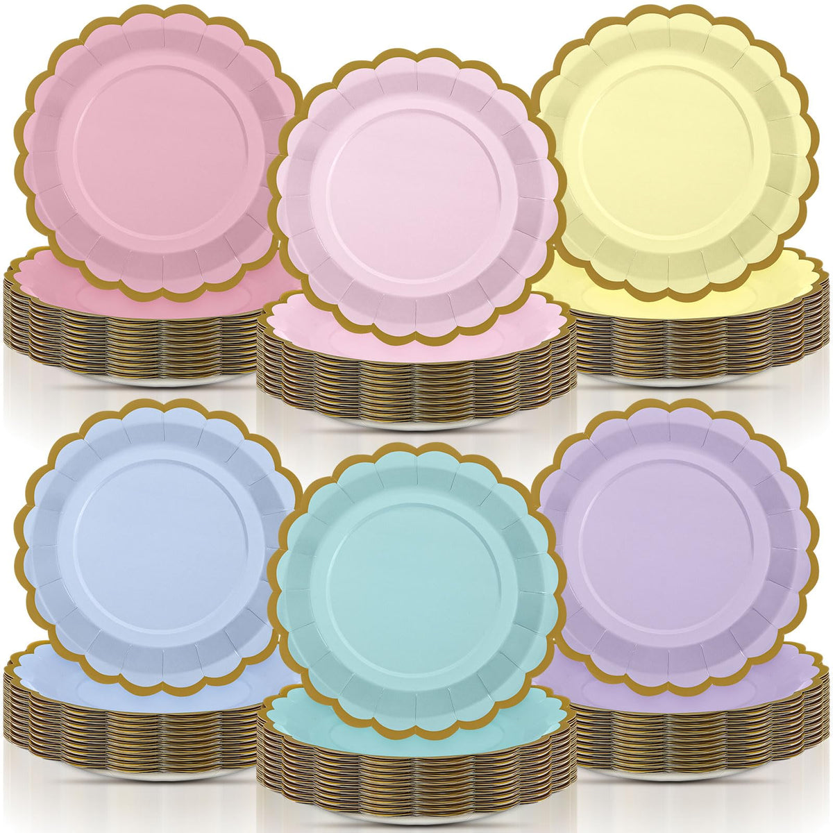 48 Pcs Fall Paper Plates 9 Inch Scalloped Paper Plates
